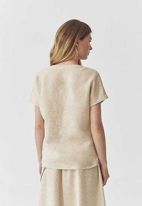 LADIES’ LINEN BLOUSE WITH COCONUT BUTTONS - MARELLI BEIGE 2