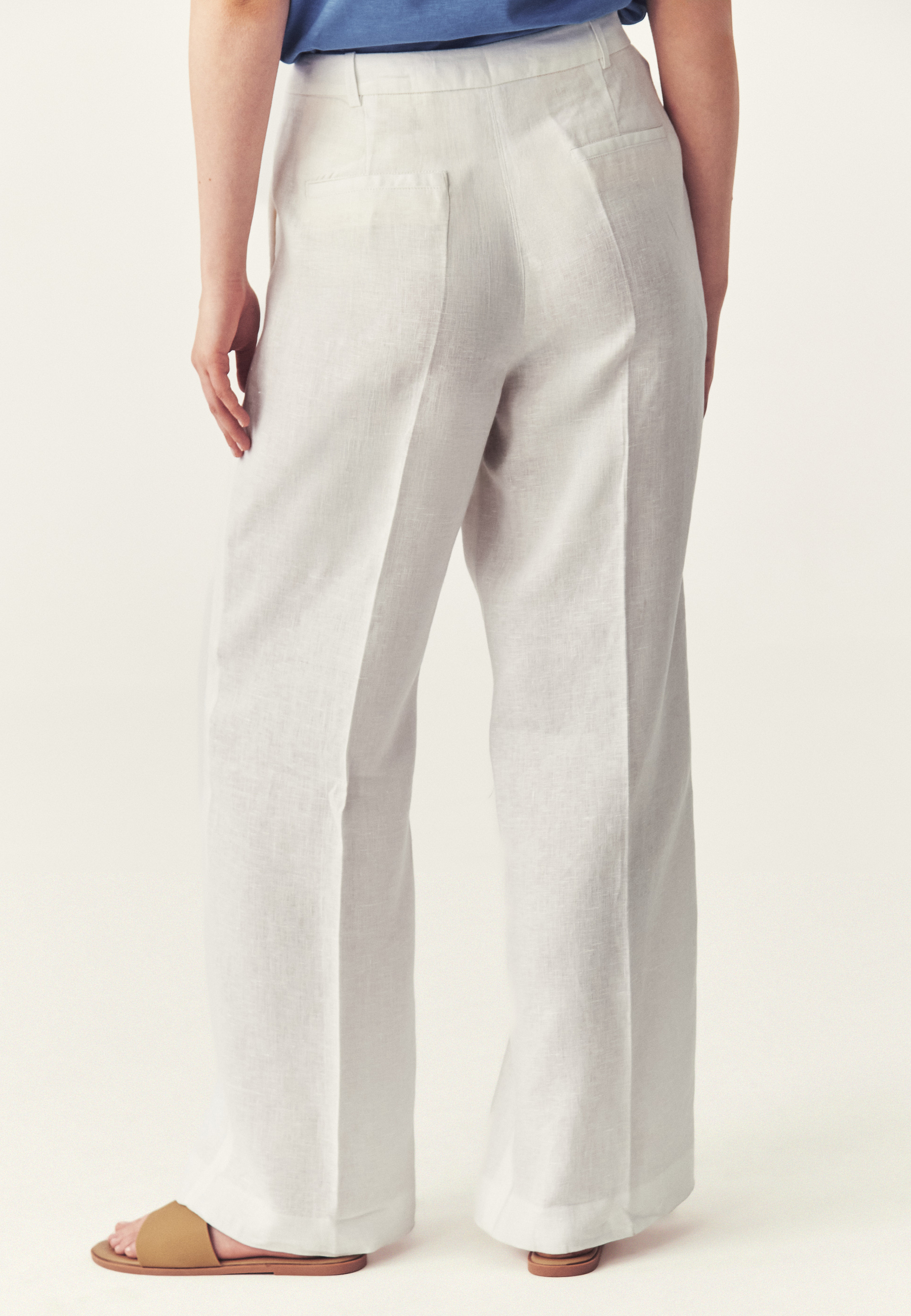 GARNITUROWE SPODNIE Z SZEROKĄ NOGAWKĄ - ZORTANA 1 ECRU 2