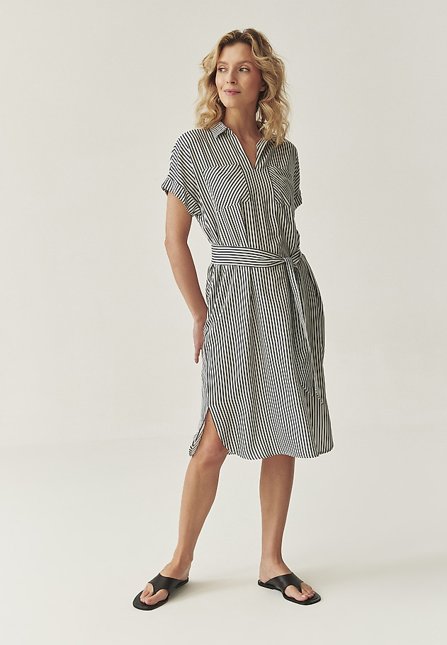 STRIPED VISCOSE DRESS - IKALA STRIPED VISCOSE DRESS - IKALA GRANATOWY 6