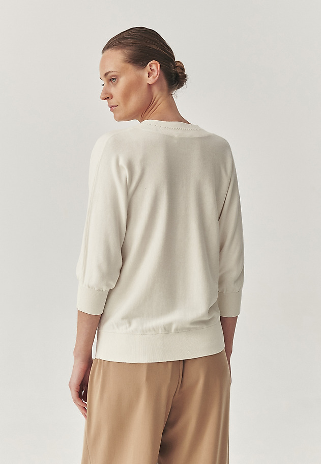 SWEATER MOALE FĂCUT DINTR-O COMBINARE DE BUMBAC RESPIRABIL - ASEL SWEATER MOALE FĂCUT DINTR-O COMBINARE DE BUMBAC RESPIRABIL - ASEL ECRU 2