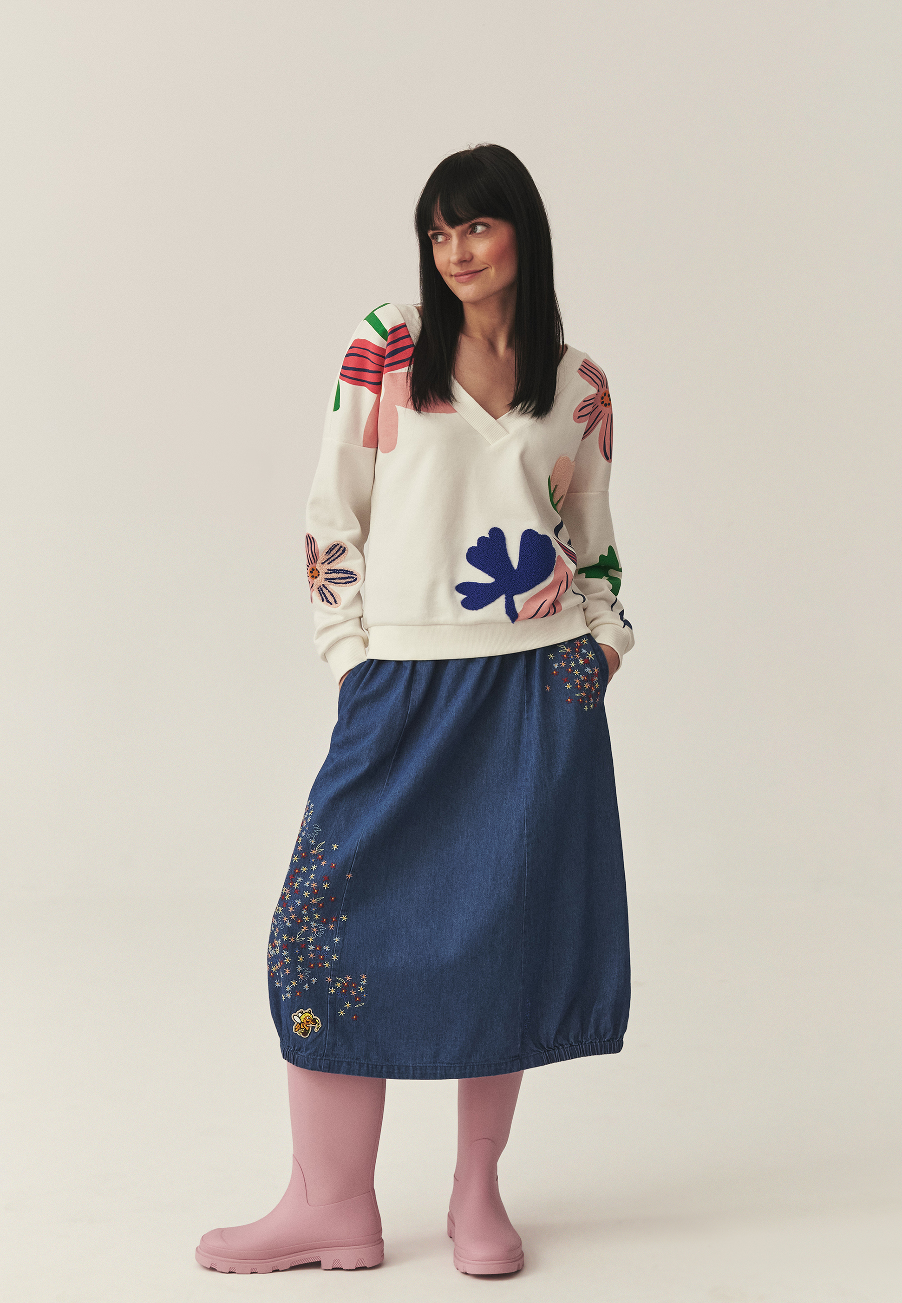 DENIMOVÁ SUKŇA S VÝŠIVKAMI – MELIA