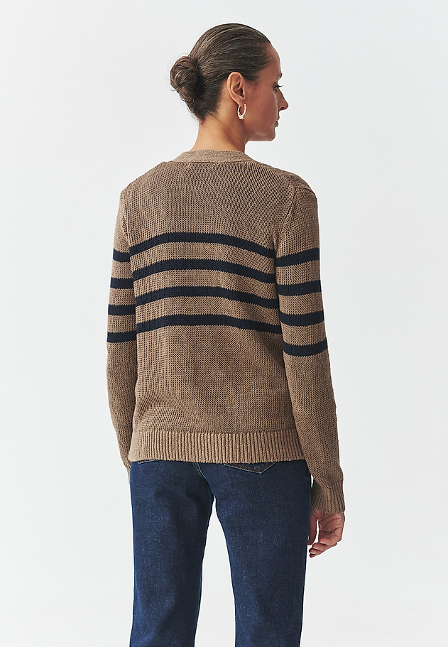 LADIES' CROSS-STRIPED LINEN CARDIGAN — ISABEL LADIES' CROSS-STRIPED LINEN CARDIGAN — ISABEL MULTIKOLOR 4