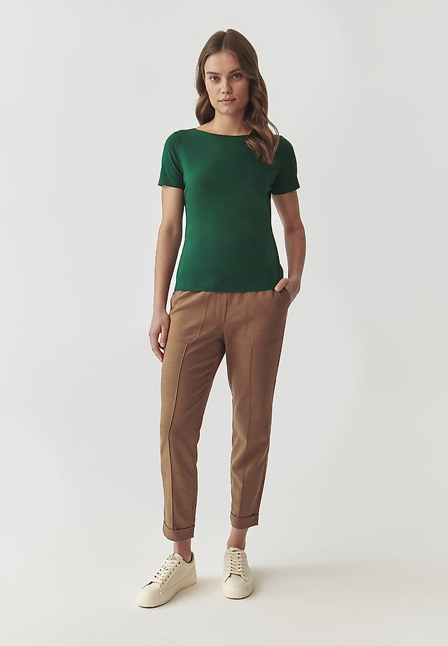 LADIES’ PANTS WITH TURNED-UP CUFFS - SUMIKO LADIES’ PANTS WITH TURNED-UP CUFFS - SUMIKO BRĄZOWY 1