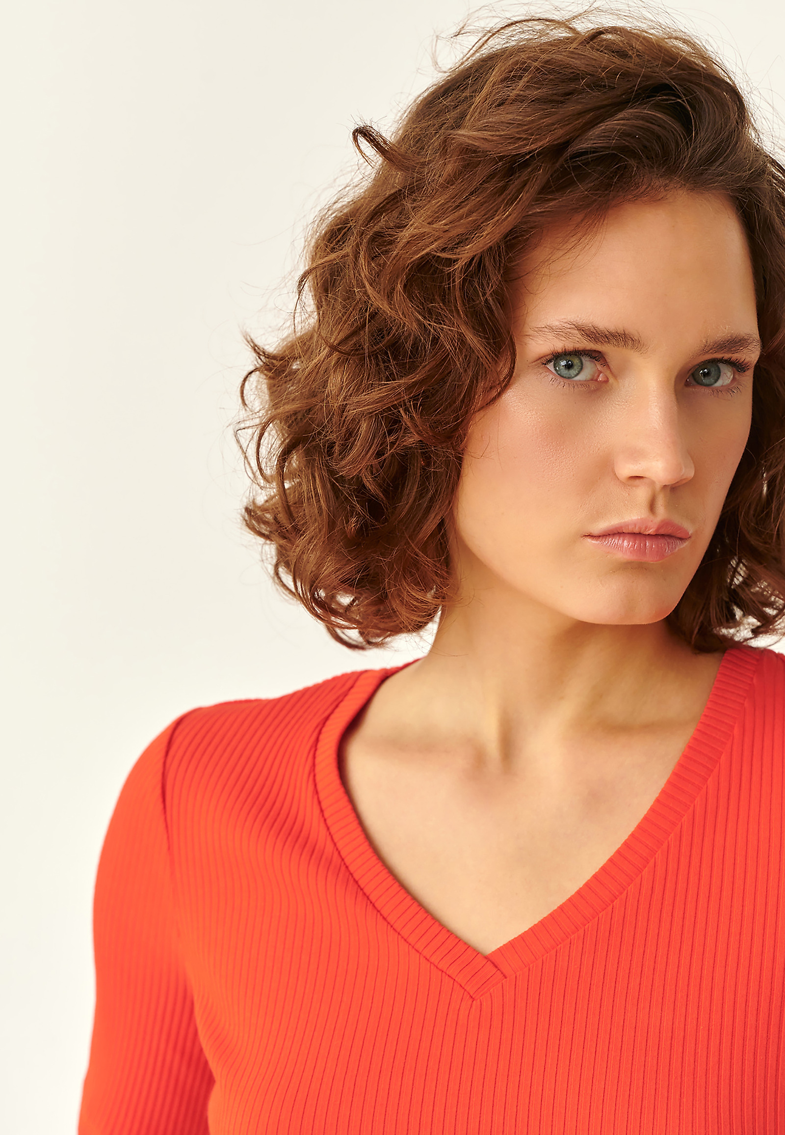 ŽENSKA BLUZA S KARIRASTIMI TRAKOVI MARGO ŽENSKA BLUZA S KARIRASTIMI TRAKOVI MARGO ORANŽNA 93495