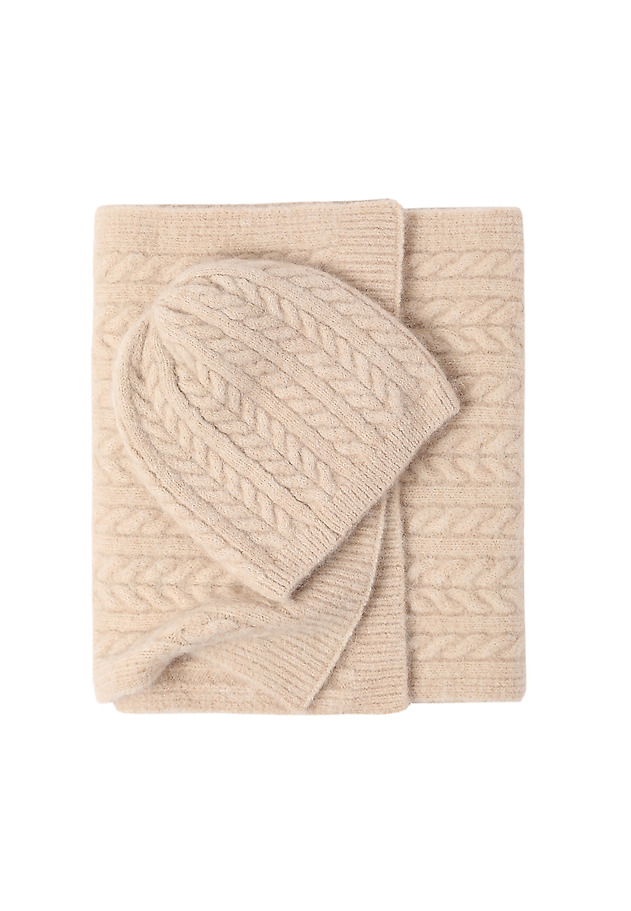 LADIES' KNITTED BEANIE WITH PLAID PATTERN — TOPIKA LADIES' KNITTED BEANIE WITH PLAID PATTERN — TOPIKA BEŻOWY 4