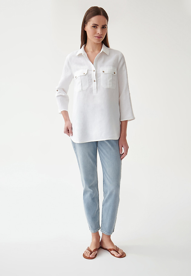 LADIES' LONG BLOUSE WITH POCKETS BALEKO LADIES' LONG BLOUSE WITH POCKETS BALEKO WHITE 2