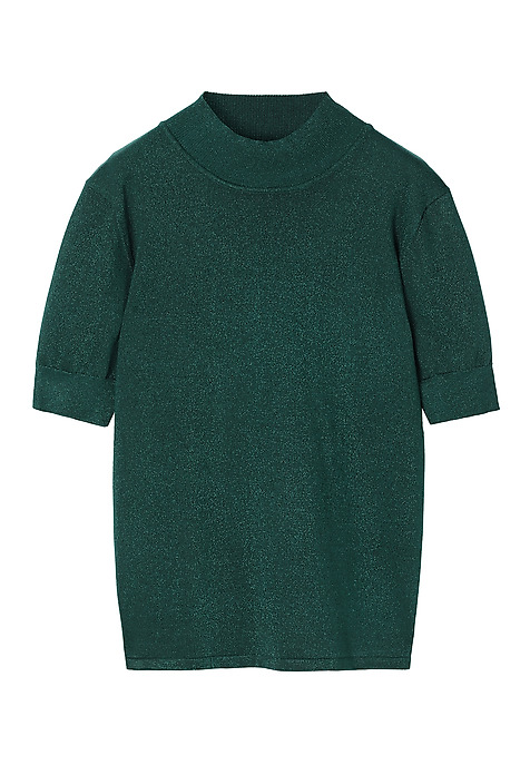 LADIES' JUMPER WITH TURTLENECK AND SHINY YARN — LU 2 GREEN 2