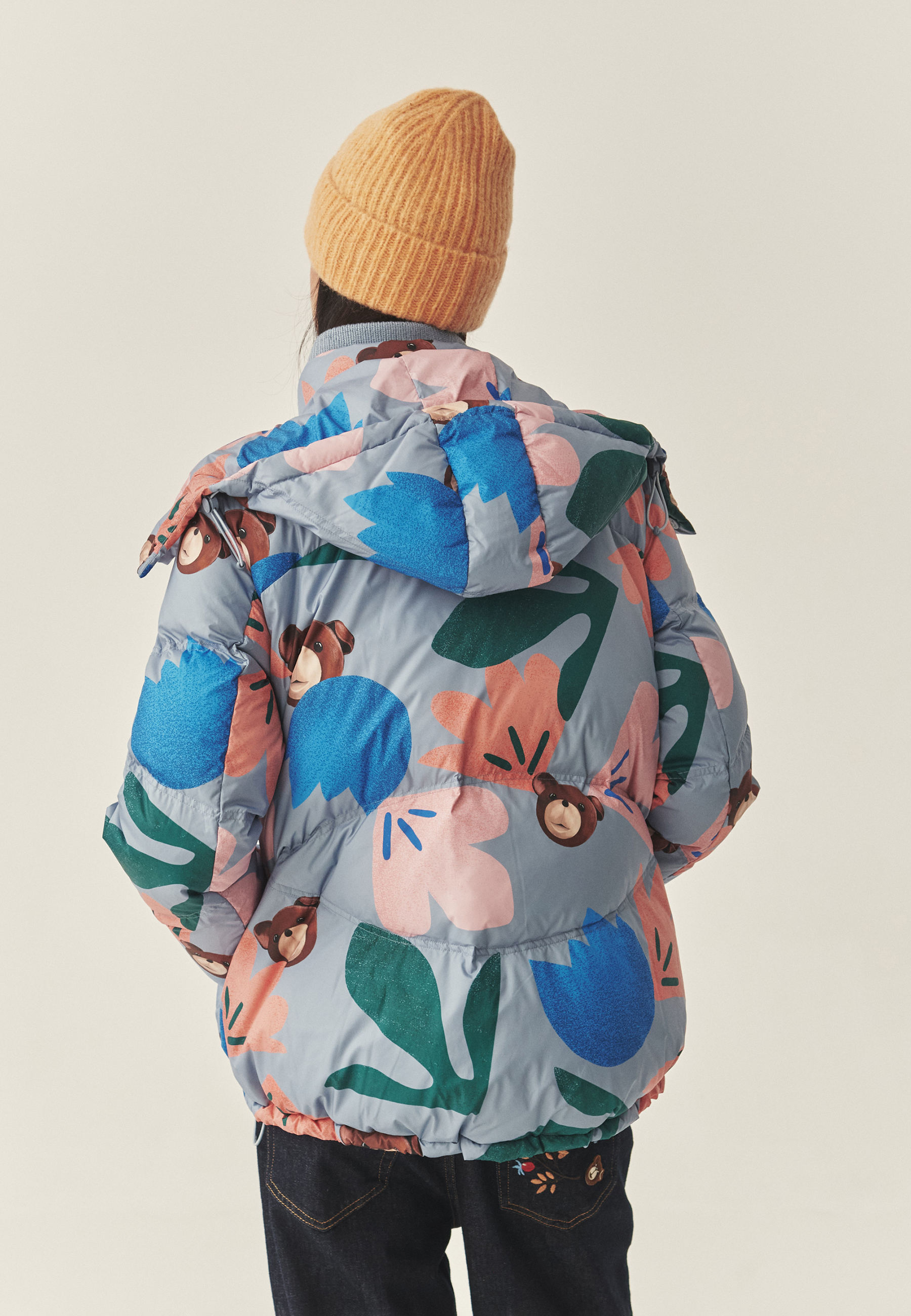 PUCHOWA KURTKA Z MISIEM USZATKIEM - PRECJONKO MULTIKOLOR 2