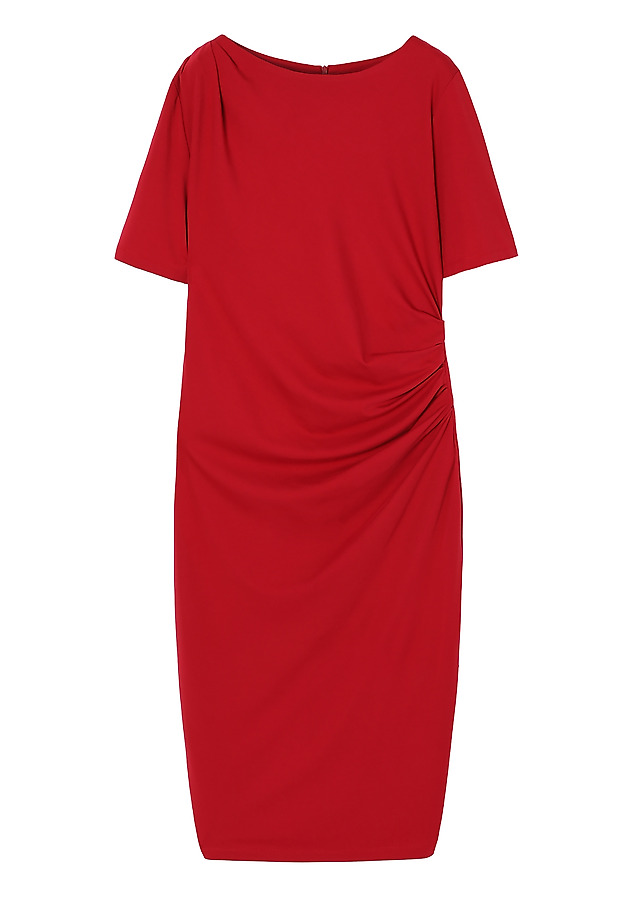 FITTED MIDI DRESS WITH PLEATING — PRIMROSE FITTED MIDI DRESS WITH PLEATING — PRIMROSE CZERWONY 11