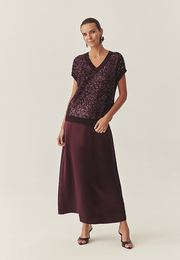 STYLOWY SWETER Z CEKINOWYMI APLIKACJAMI - ICOMA STYLOWY SWETER Z CEKINOWYMI APLIKACJAMI - ICOMA CZERWONY 1