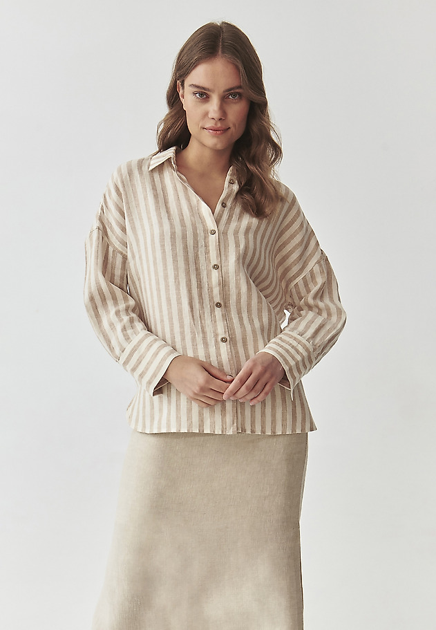 LADIES’ LINEN STRIPED BLOUSE - ANDRAGIA LADIES’ LINEN STRIPED BLOUSE - ANDRAGIA MULTIKOLOR 1