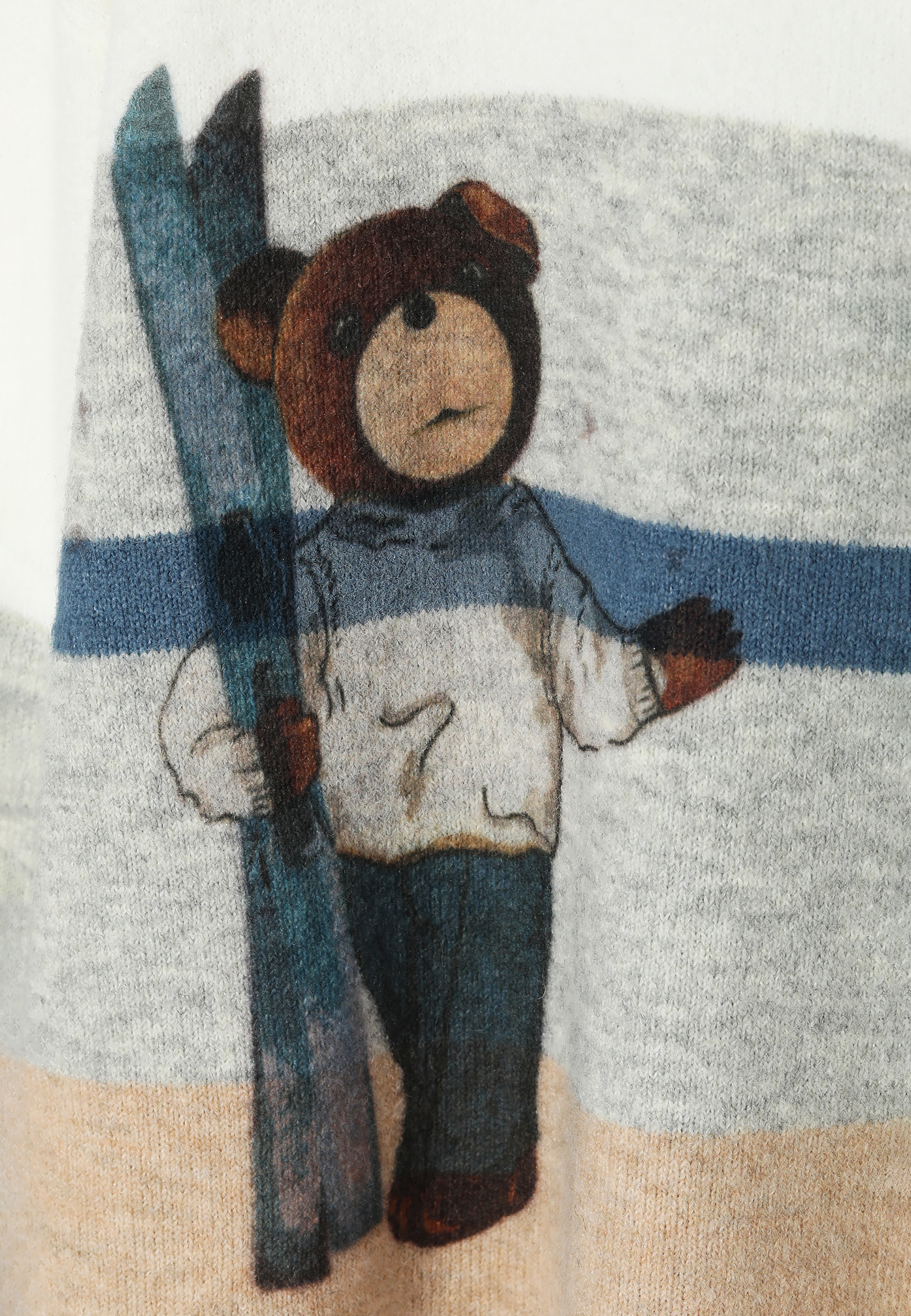 OVERSIZOWY WIELOBARWNY SWETER DAMSKI Z MISIEM USZATKIEM MOTKO