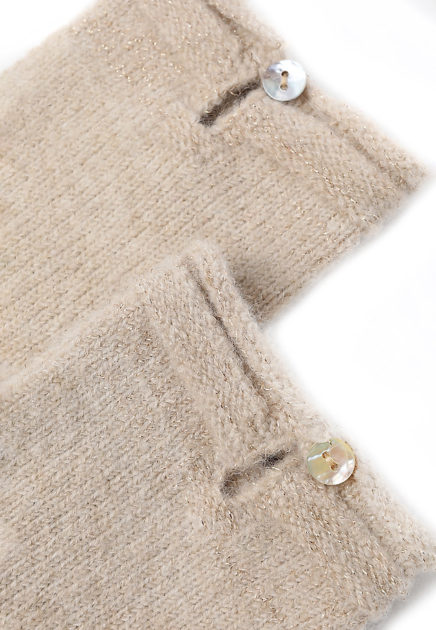 LADIES' KNITTED GLOVES WITH SHINY YARN — DENKI LADIES' KNITTED GLOVES WITH SHINY YARN — DENKI BEŻOWY 3