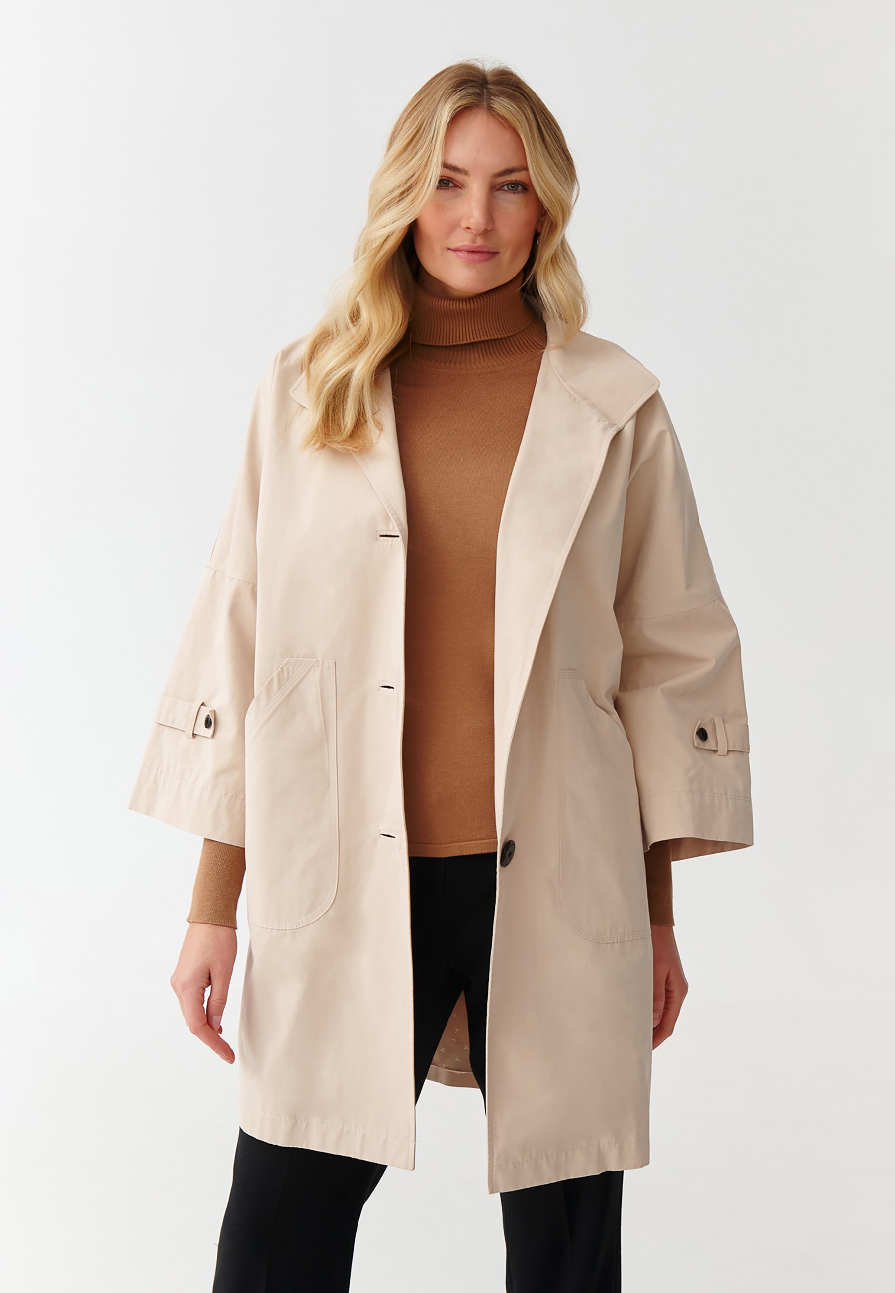 DÁMSKÝ PLÁTĚNÝ OVERSIZE KABÁT S PODŠÍVKOU - MORIWIA