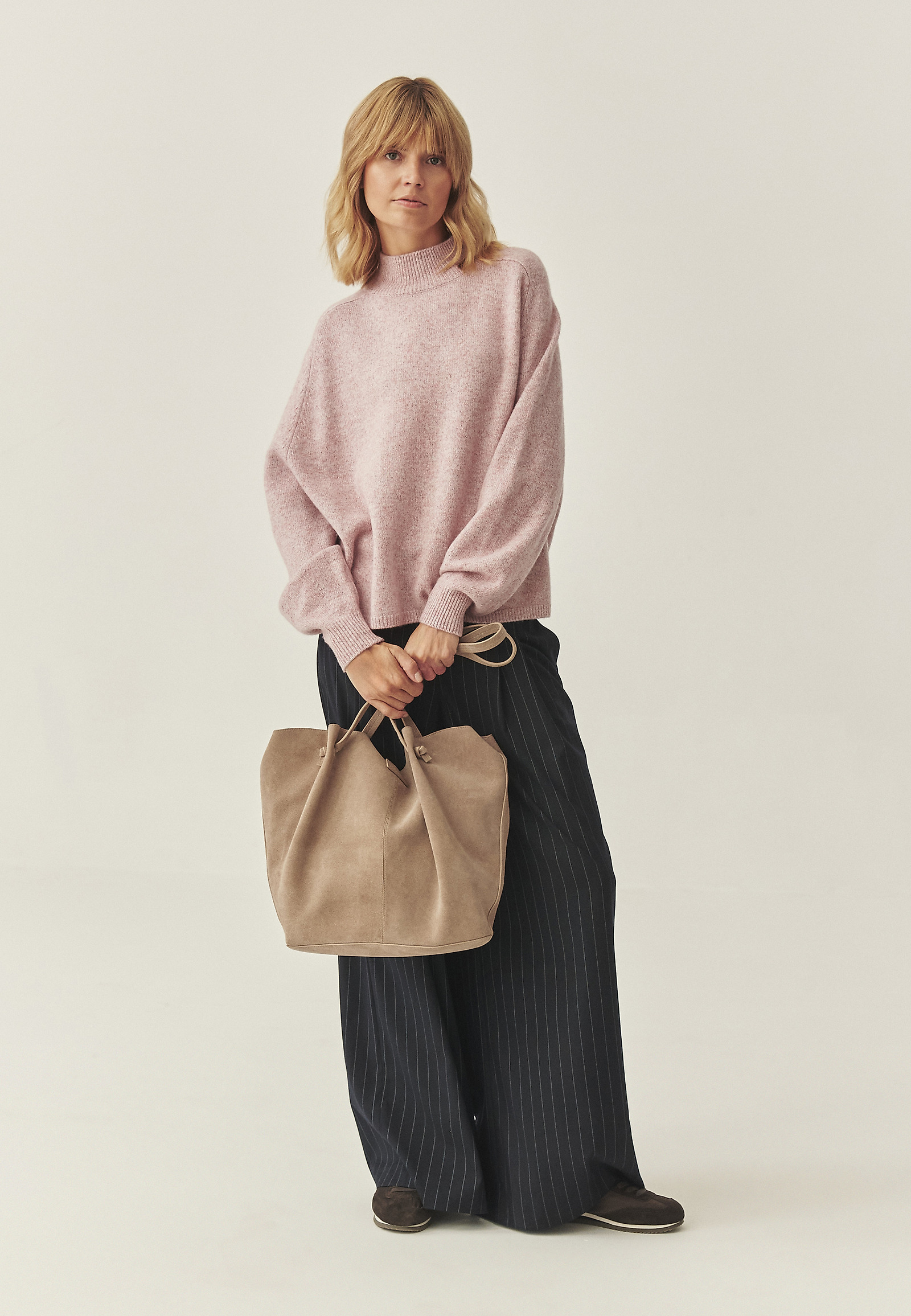 MELANŻOWY SWETER Z WEŁNY MULESING FREE - SIENNA MELANŻOWY SWETER Z WEŁNY MULESING FREE - SIENNA RÓŻOWY 117685