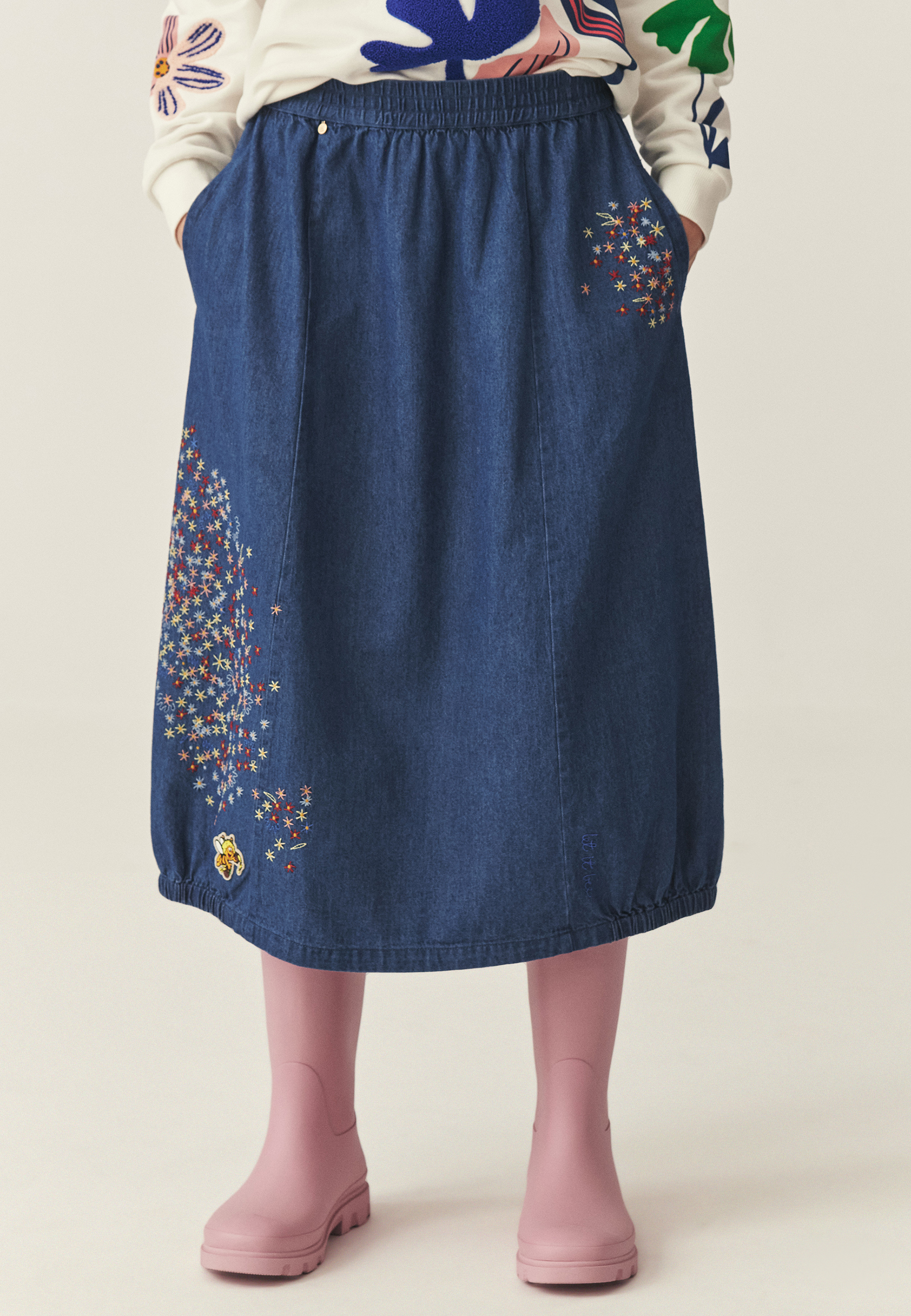 DENIMOVÁ SUKNĚ S VÝŠIVKAMI – MELIA