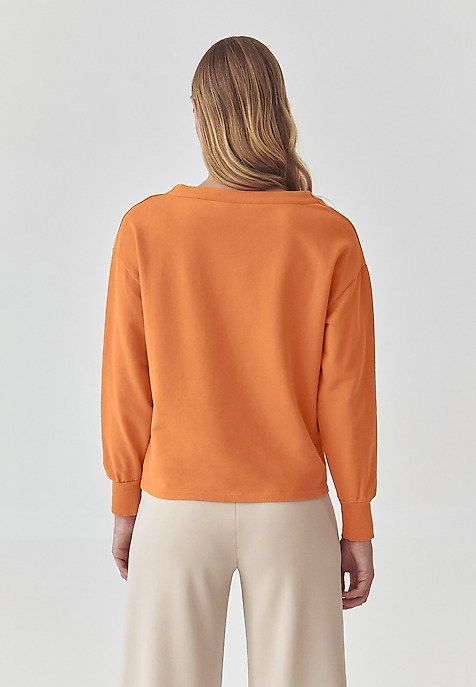 STYLISH LADIES’ SWEATSHIRT WITH WATER NECKLINE - MALIA ORANGE 2
