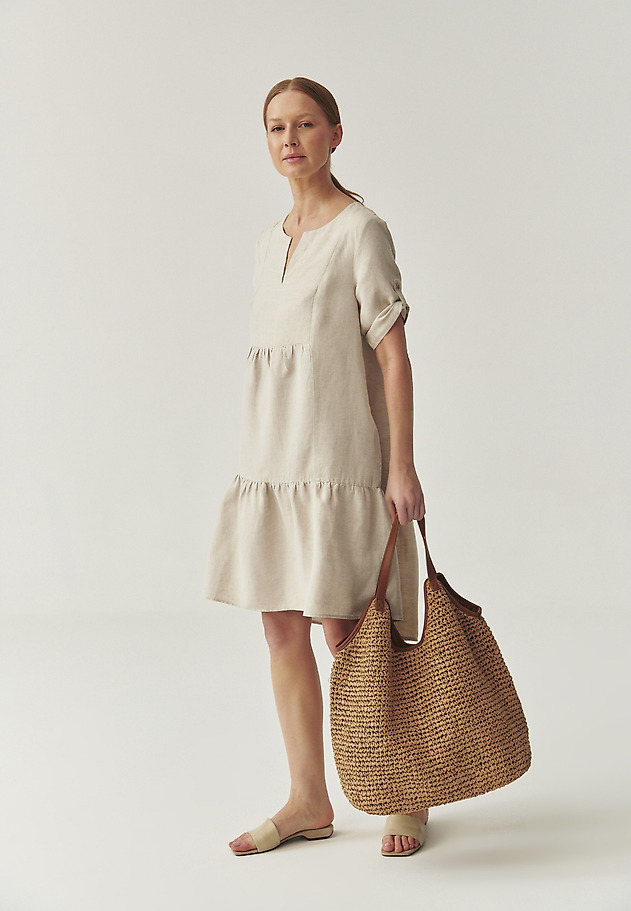FLARED LINEN DRESS - NATURO FLARED LINEN DRESS - NATURO BEŻOWY 7