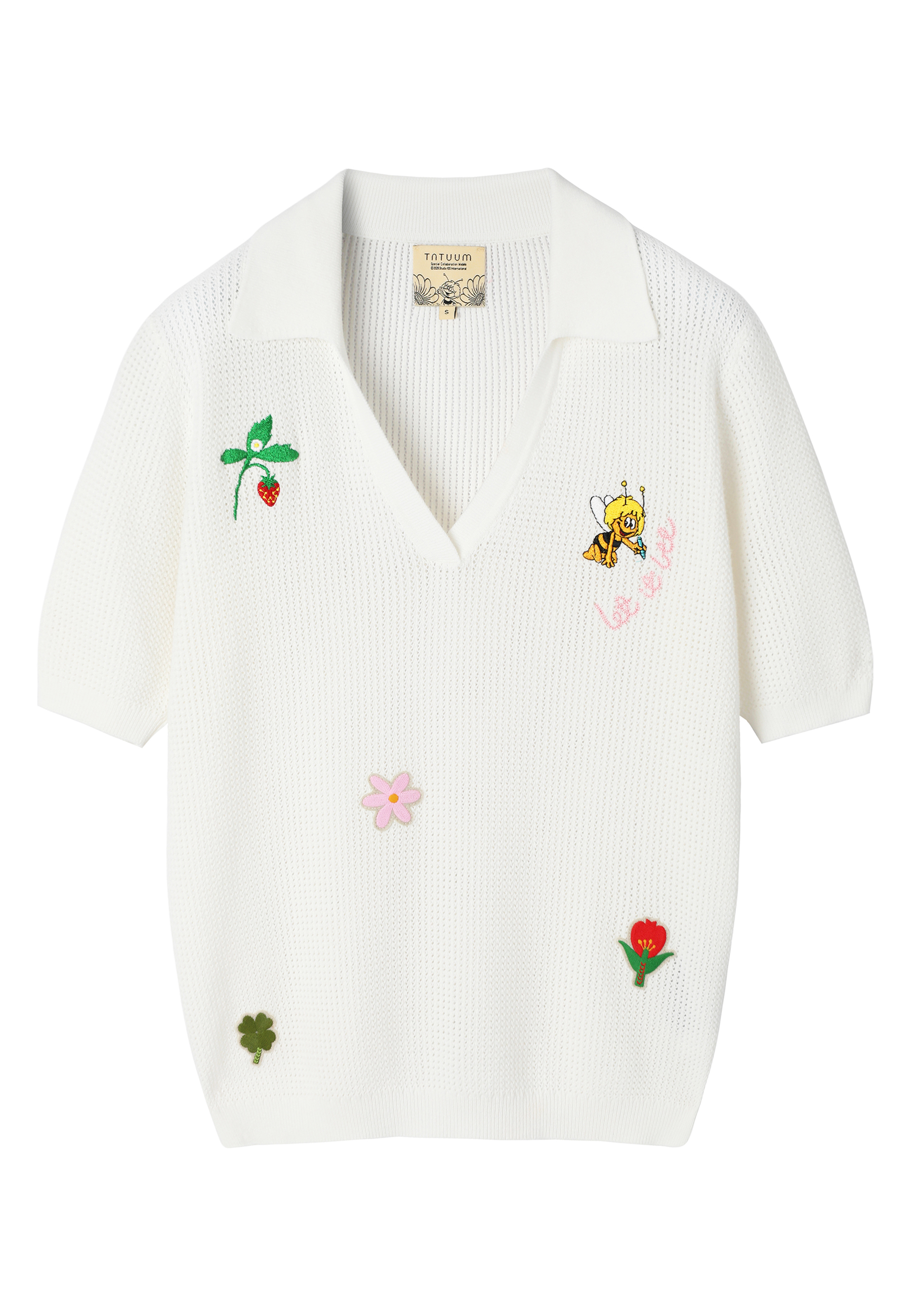 KNITTED BLOUSE WITH COLLAR - TISA WHITE 2