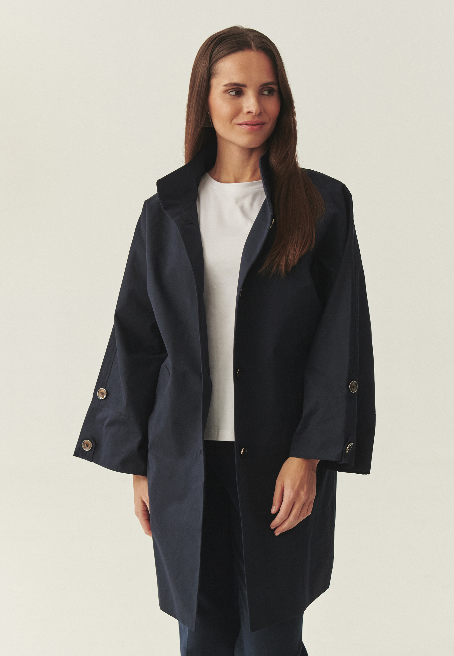 JEDNORZĘDOWY PŁASZCZ PRZEJŚCIOWY - MORIWIO GRANATOWY 2