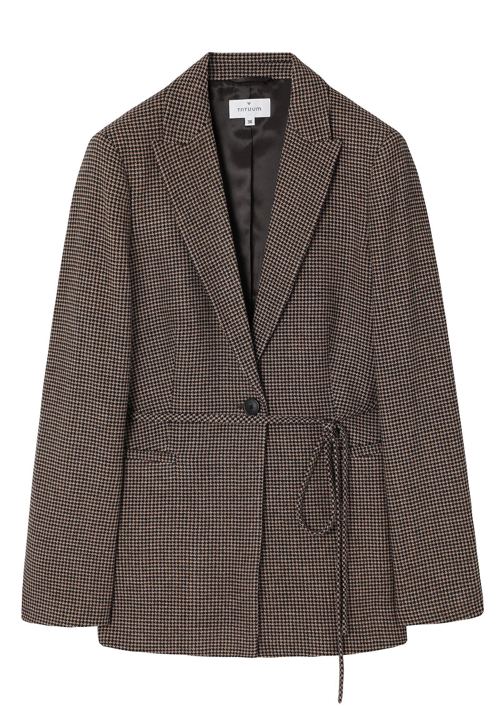 JACHETA DIN LÂNĂ HOUNDSTOOTH - SOMA JACHETA DIN LÂNĂ HOUNDSTOOTH - SOMA BEJ 116571