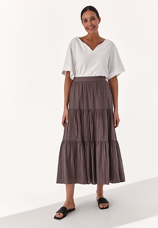 MAXI SKIRT WITH EMBROIDERY CHIKA MAXI SKIRT WITH EMBROIDERY CHIKA BRĄZOWY 1