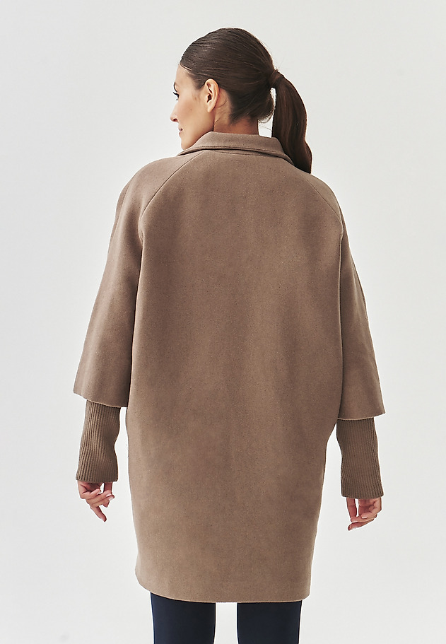 TKANINOWY PŁASZCZ DAMSKI OVERSIZE - IWANA TKANINOWY PŁASZCZ DAMSKI OVERSIZE - IWANA BEŻOWY 3