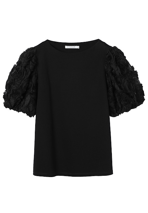 COTTON BLOUSE WITH FLORAL DETAILS - MENORIA 1 BLACK 2