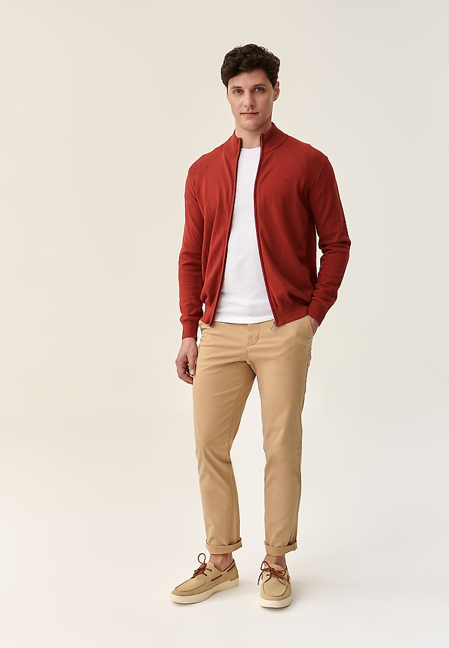 SWETER MĘSKI ZAPINANY NA SUWAK - SWET SWETER MĘSKI ZAPINANY NA SUWAK - SWET CZERWONY 1
