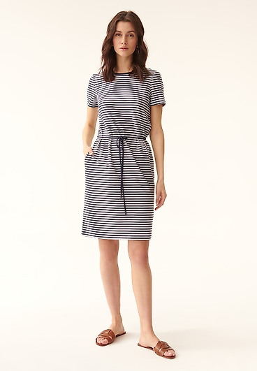 LADIES' SHORT SLEEVE STRIPED DRESS SIMPLA LADIES' SHORT SLEEVE STRIPED DRESS SIMPLA