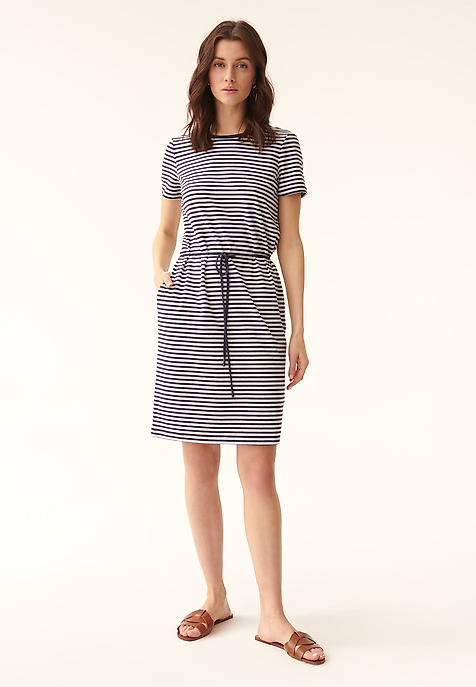 LADIES' SHORT SLEEVE STRIPED DRESS SIMPLA LADIES' SHORT SLEEVE STRIPED DRESS SIMPLA
