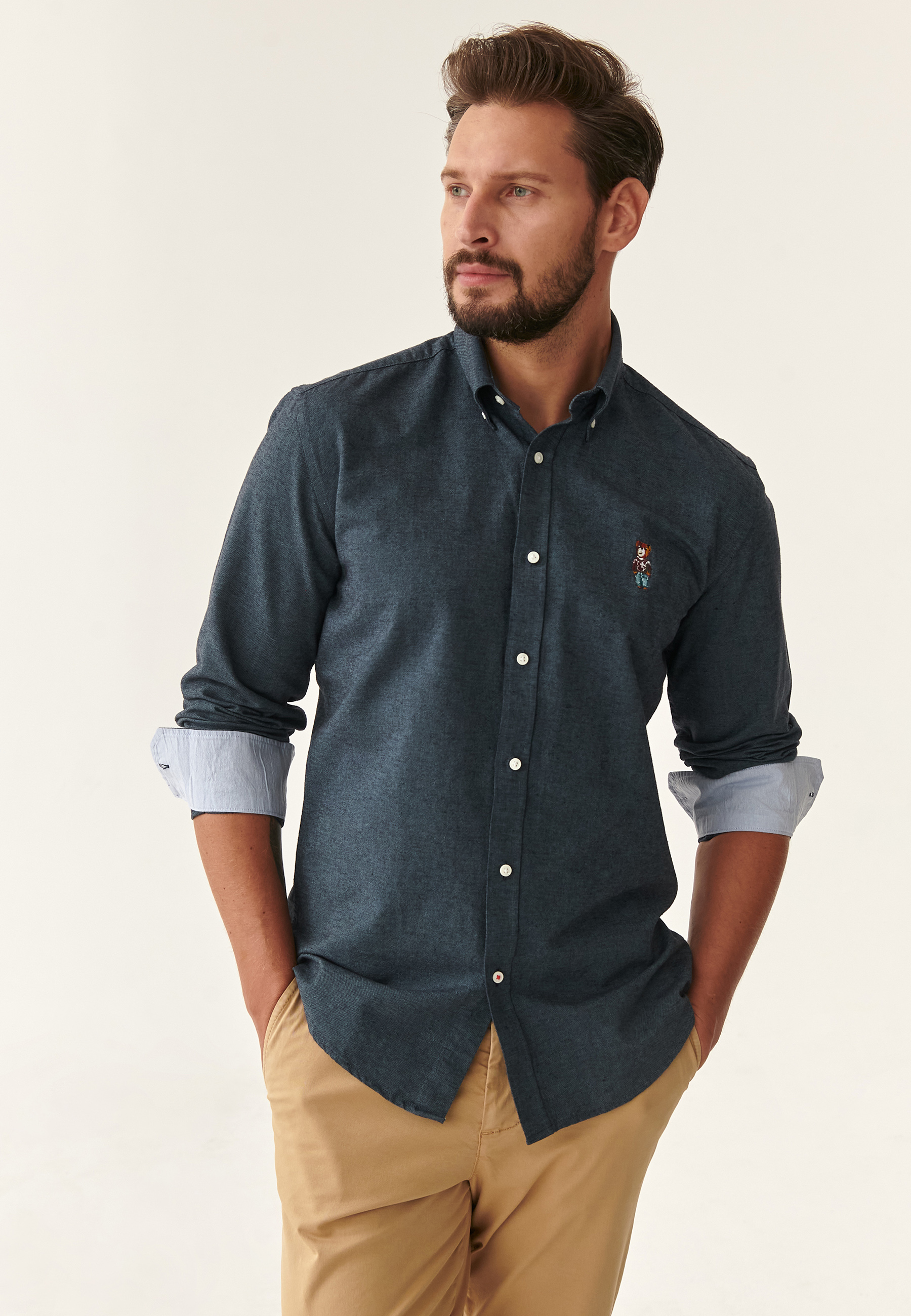 KLASYCZNA KOSZULA MĘSKA Z DŁUGIM RĘKAWEM FIRSTIE 3 MODERN GRANATOWY 2