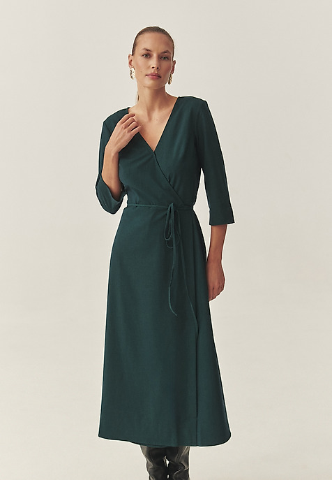 ROCHIE DIN ȚESĂTURĂ CU CROIALĂ TIP PLIC — ZEREWIANA VERDE 2