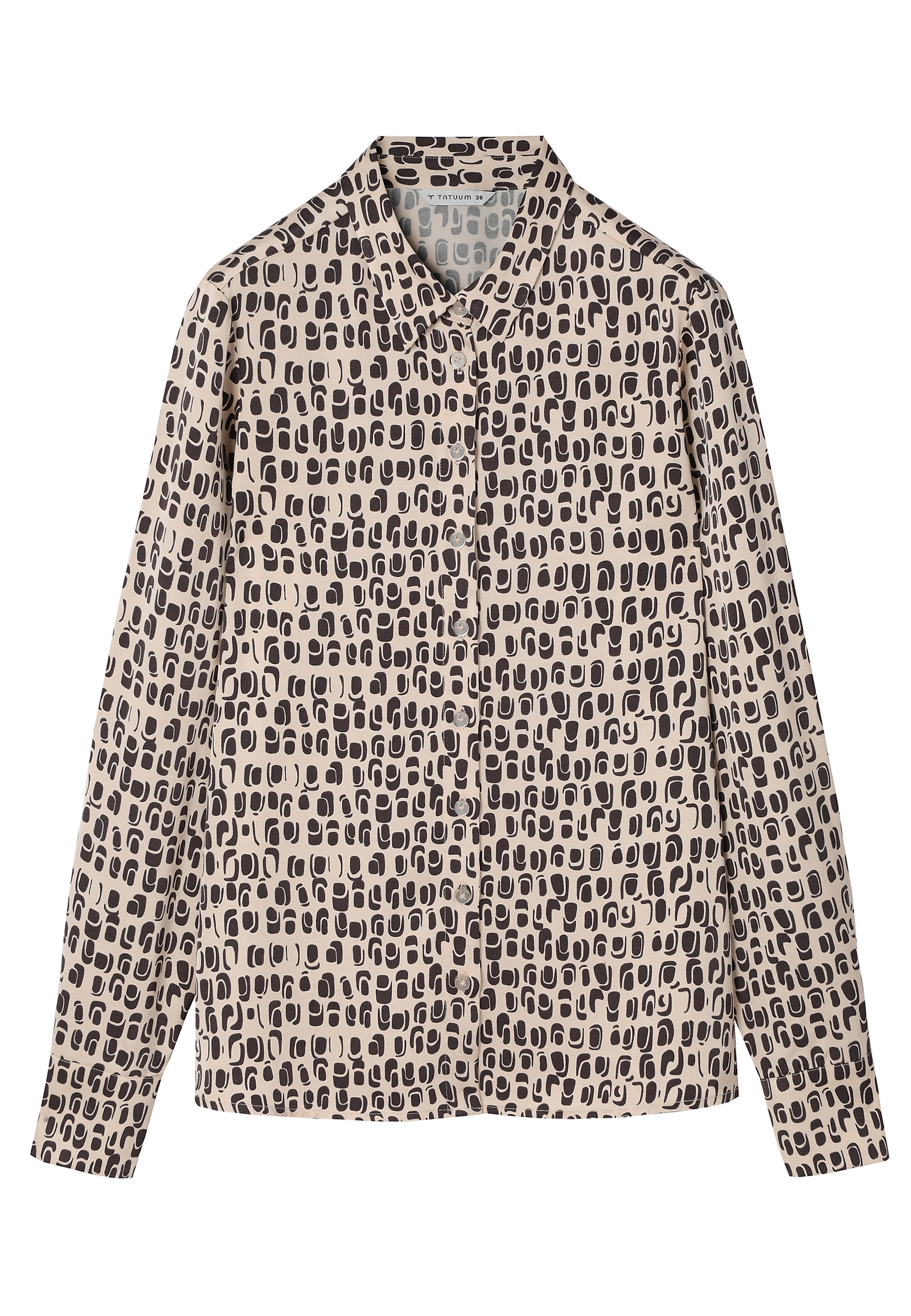 SATIN SHIRT WITH PROPRIETARY DESIGN - NIKA SATIN SHIRT WITH PROPRIETARY DESIGN - NIKA BEIGE 116575