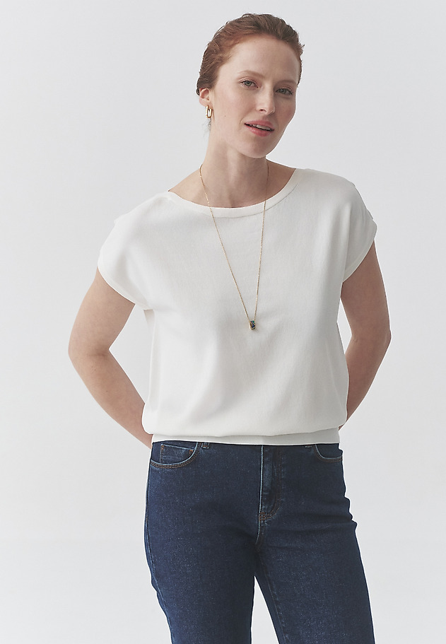 OVERSIZED BLOUSE IN VISCOSE YARN - DOLBY OVERSIZED BLOUSE IN VISCOSE YARN - DOLBY ECRU 3
