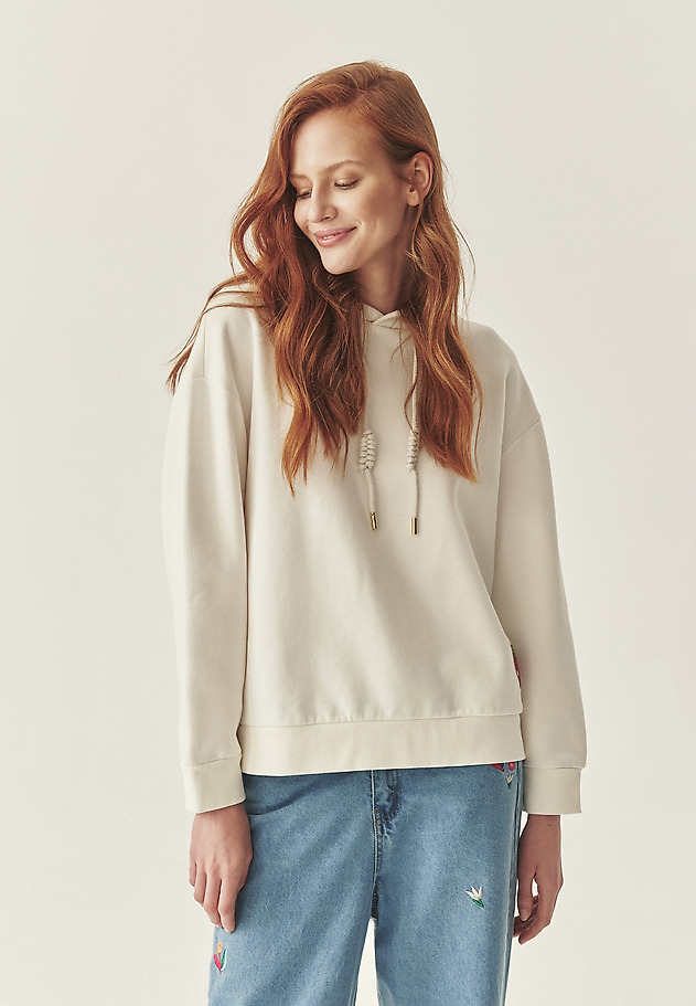 HAFTOWANA BLUZA Z KAPTUREM - ADENA 2 HAFTOWANA BLUZA Z KAPTUREM - ADENA 2 ECRU 3