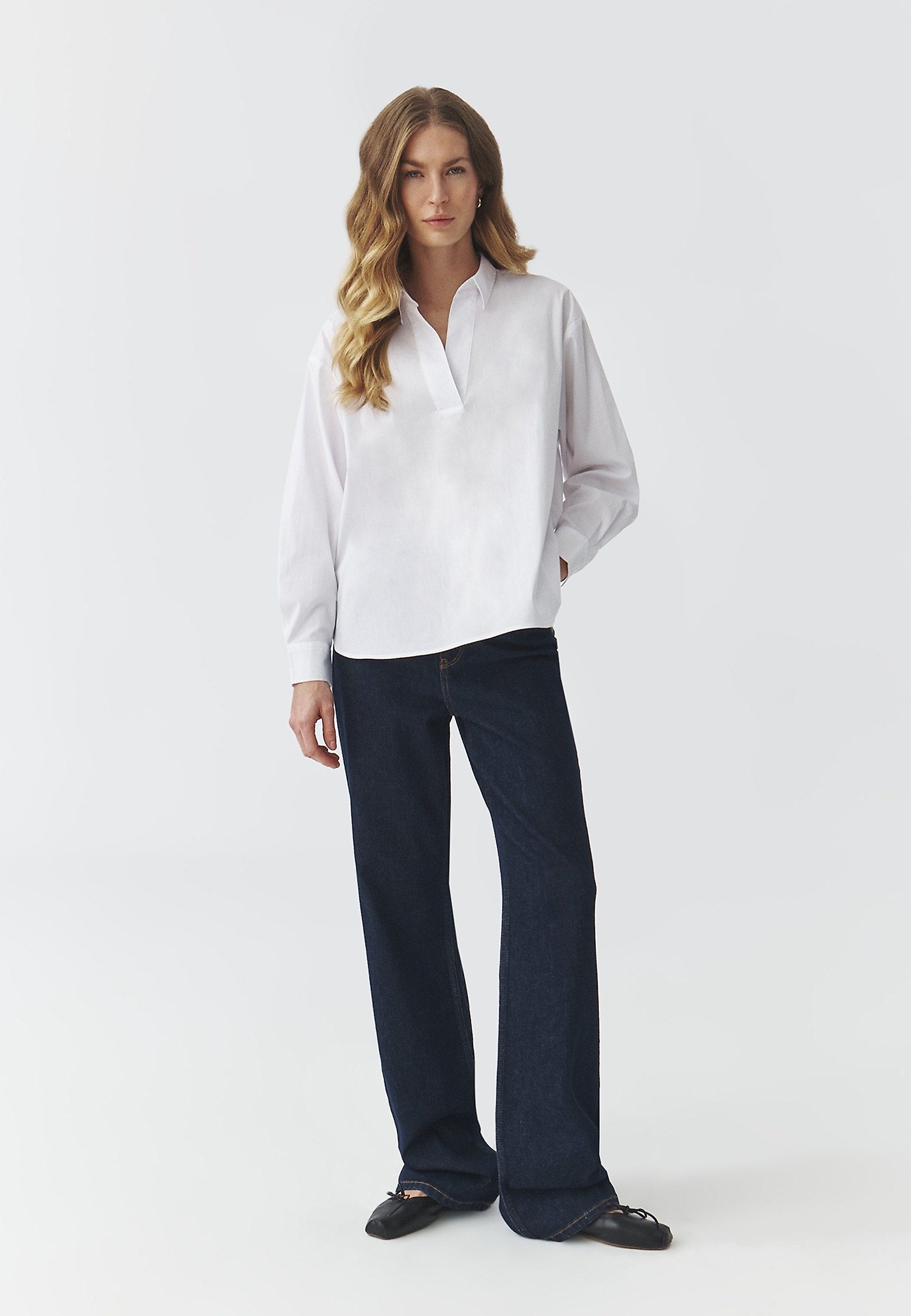 ŽENSKA BLUZA Z OVRATNIKOM - LORCA ŽENSKA BLUZA Z OVRATNIKOM - LORCA BELA 106214