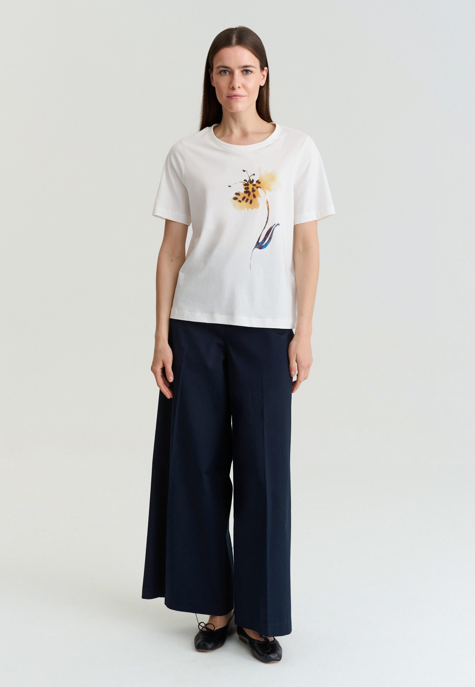 BAWEŁNIANY T-SHIRT Z NADRUKIEM - LANDA 1 ECRU 2