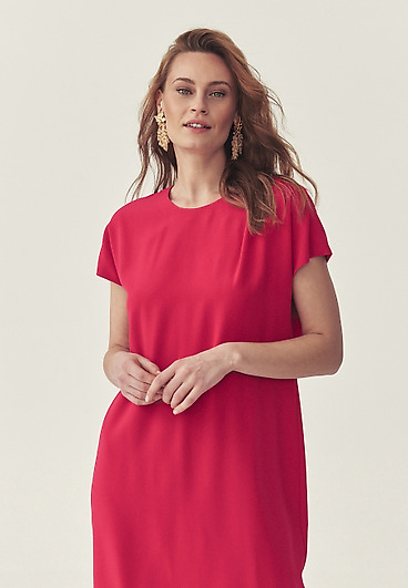 RÓŻOWA SUKIENKA Z TKANINY - ZIMONNA RÓŻOWA SUKIENKA Z TKANINY - ZIMONNA