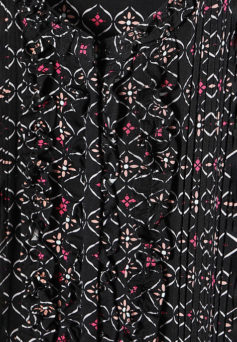 VZOROVANÉ PLÁTĚNÉ ŠATY S DLOUHÝM RUKÁVEM IKOMI VÍCEBAREVNÝ 2