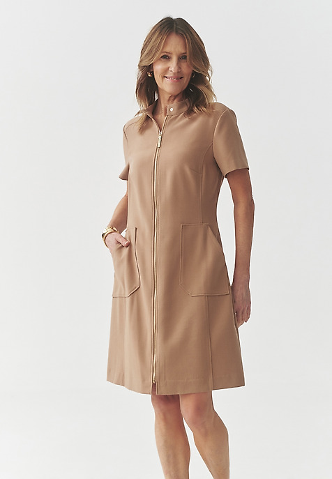 SHORT DRESS WITH ZIP - MANTOKI BEIGE 2