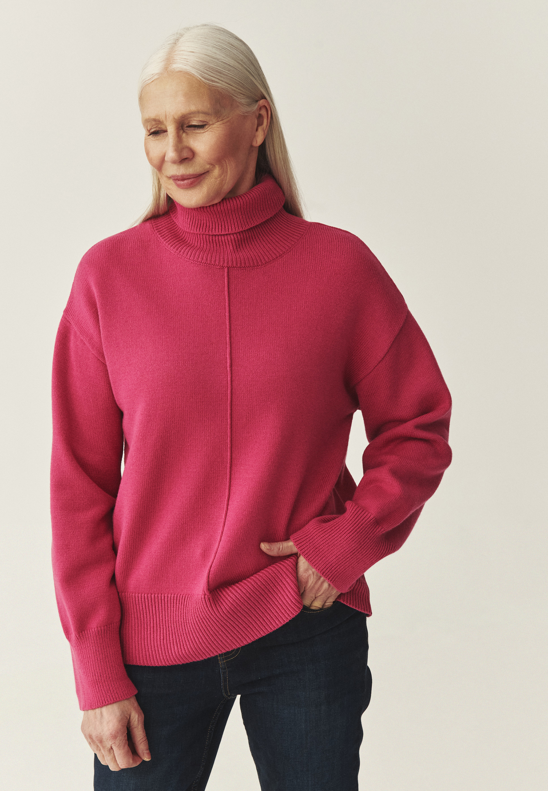 LUŹNY SWETER Z GOLFEM - AKEMI RÓŻOWY 2