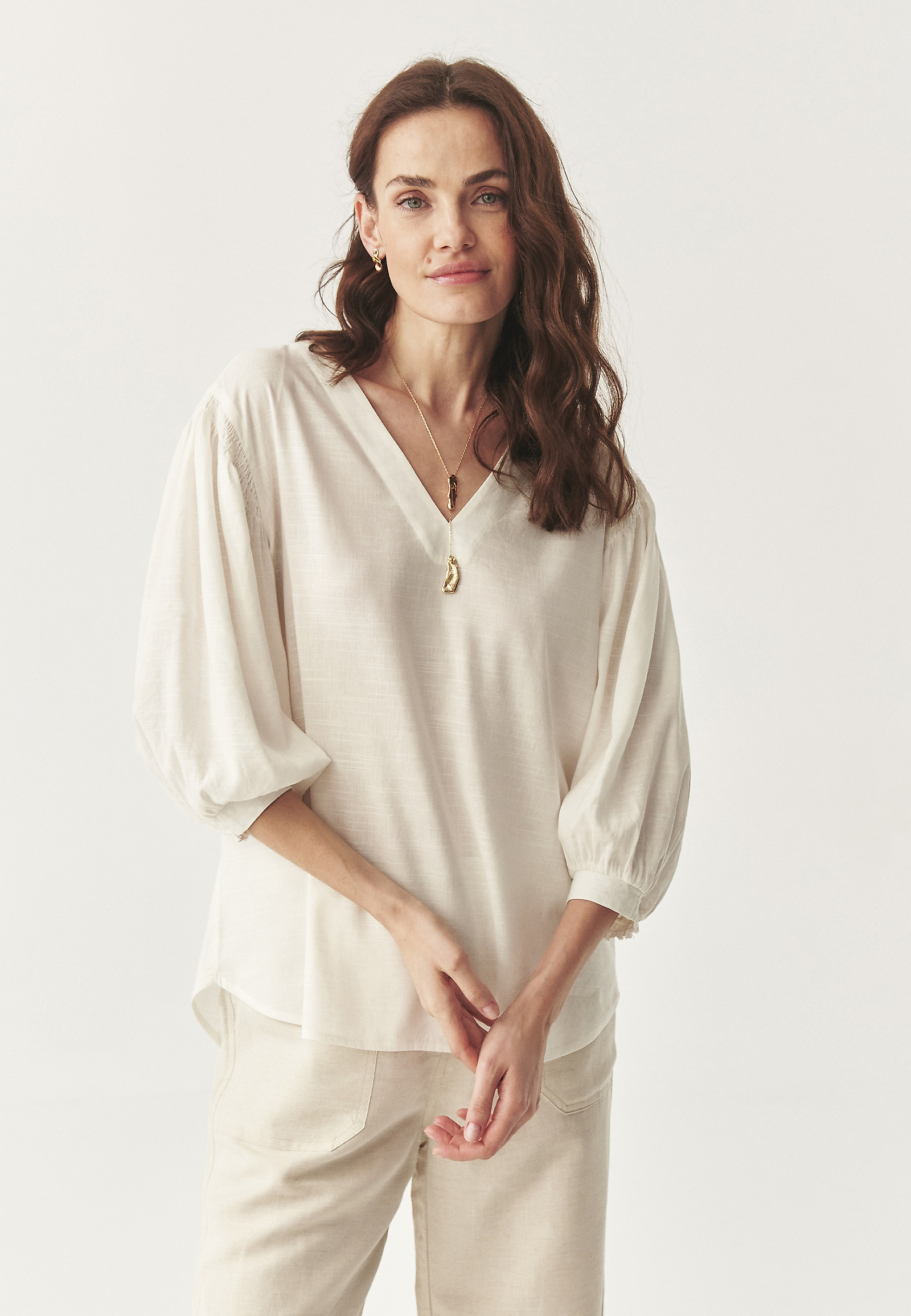 DROBNI BLUZA IZ LANENIJA - DAPHNE DROBNI BLUZA IZ LANENIJA - DAPHNE ECRU 112497