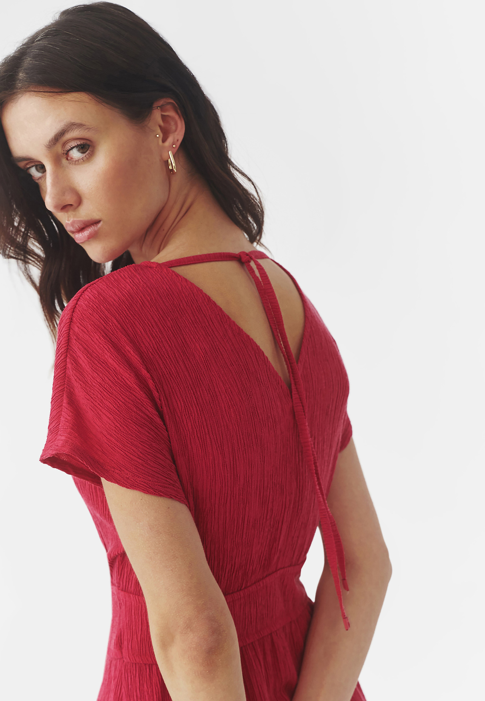 LADIES’ LONG DRESS MADE FROM SHIRRING FABRIC - TABITA LADIES’ LONG DRESS MADE FROM SHIRRING FABRIC - TABITA PINK 97305