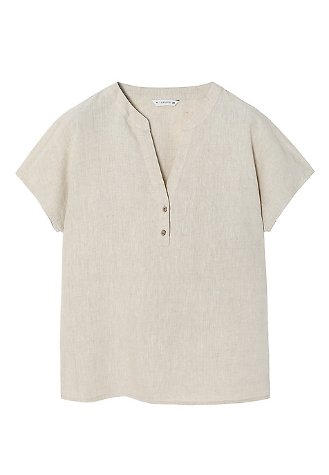 LADIES’ LINEN BLOUSE WITH COCONUT BUTTONS - MARELLI BEIGE 2