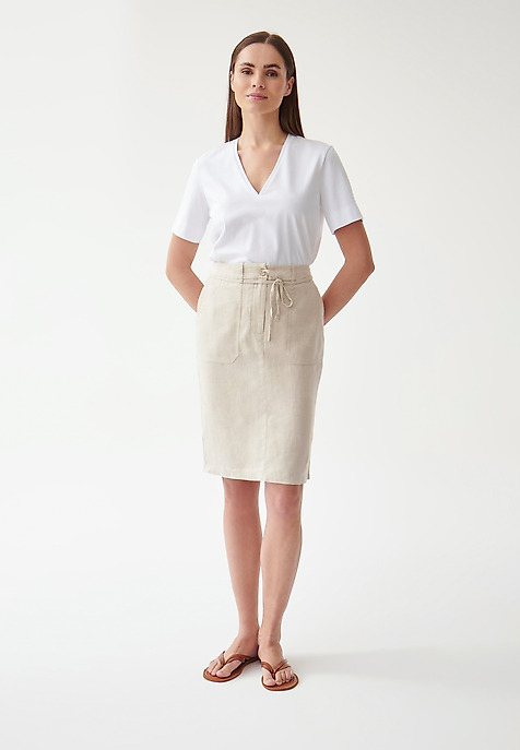 LADIES' LINEN PENCIL SKIRT SZAMI BEIGE 2