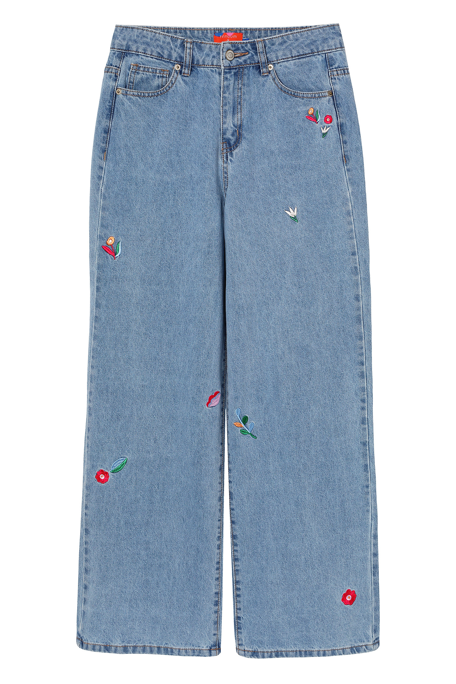Jeans hlače s širokimi hlačnicami in vezenjem - LAKSIMO Jeans hlače s širokimi hlačnicami in vezenjem - LAKSIMO MODRA 116653