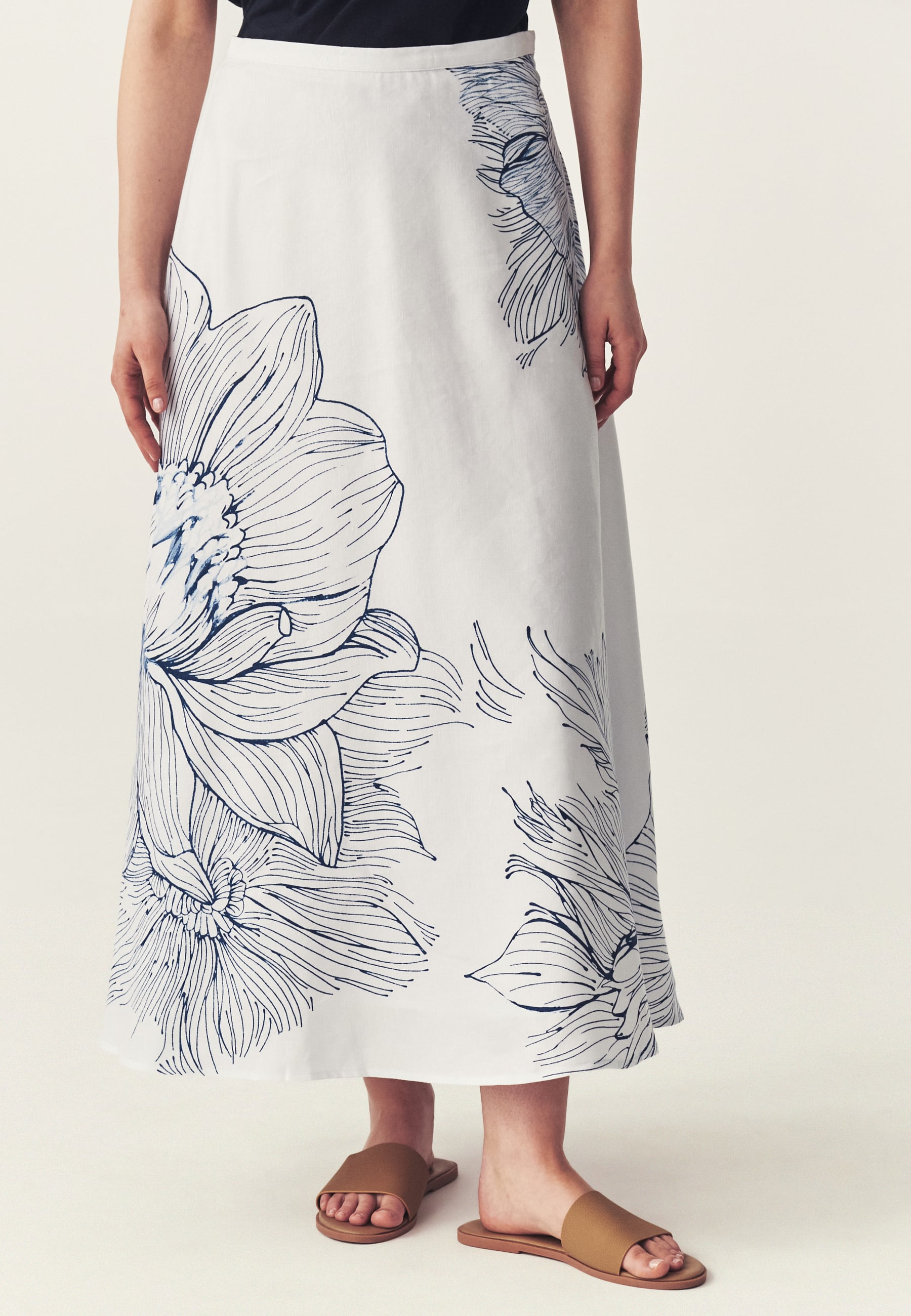 WZORZYSTA SPÓDNICA Z LNEM - TOSITA