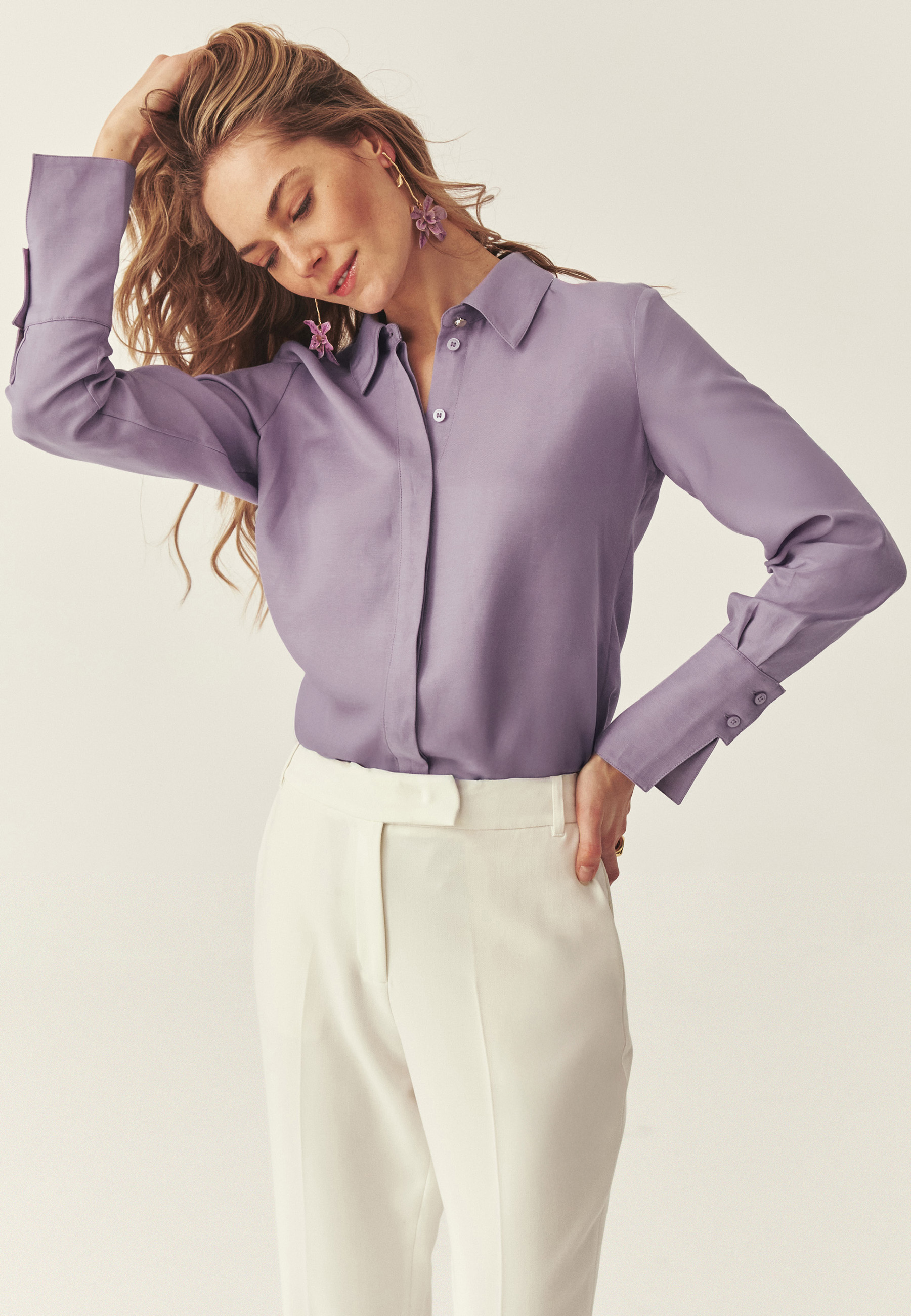 FIOLETOWA KOSZULA Z LNEM - MARINETT FIOLETOWY 2