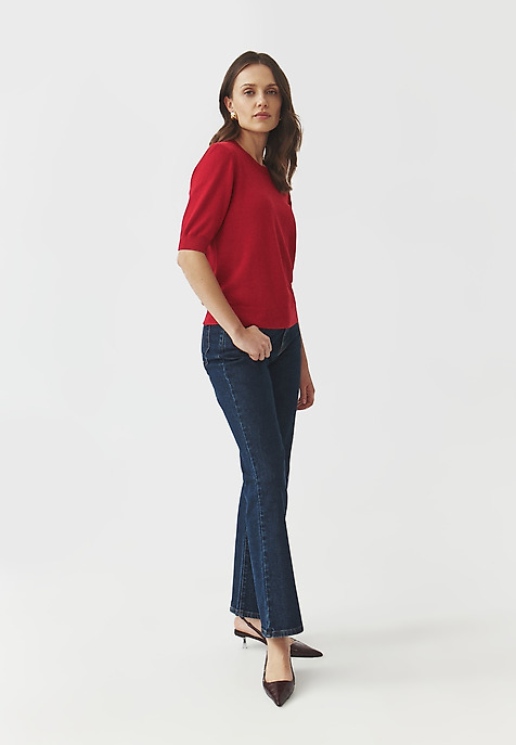 CLASSIC JUMPER IN VISCOSE-COTTON YARN — AUGUST 3 RED 2